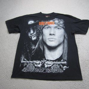 Guns N Roses Shirt Men Large Black Skull Roses Band Tee Concert Tee Rock N Death